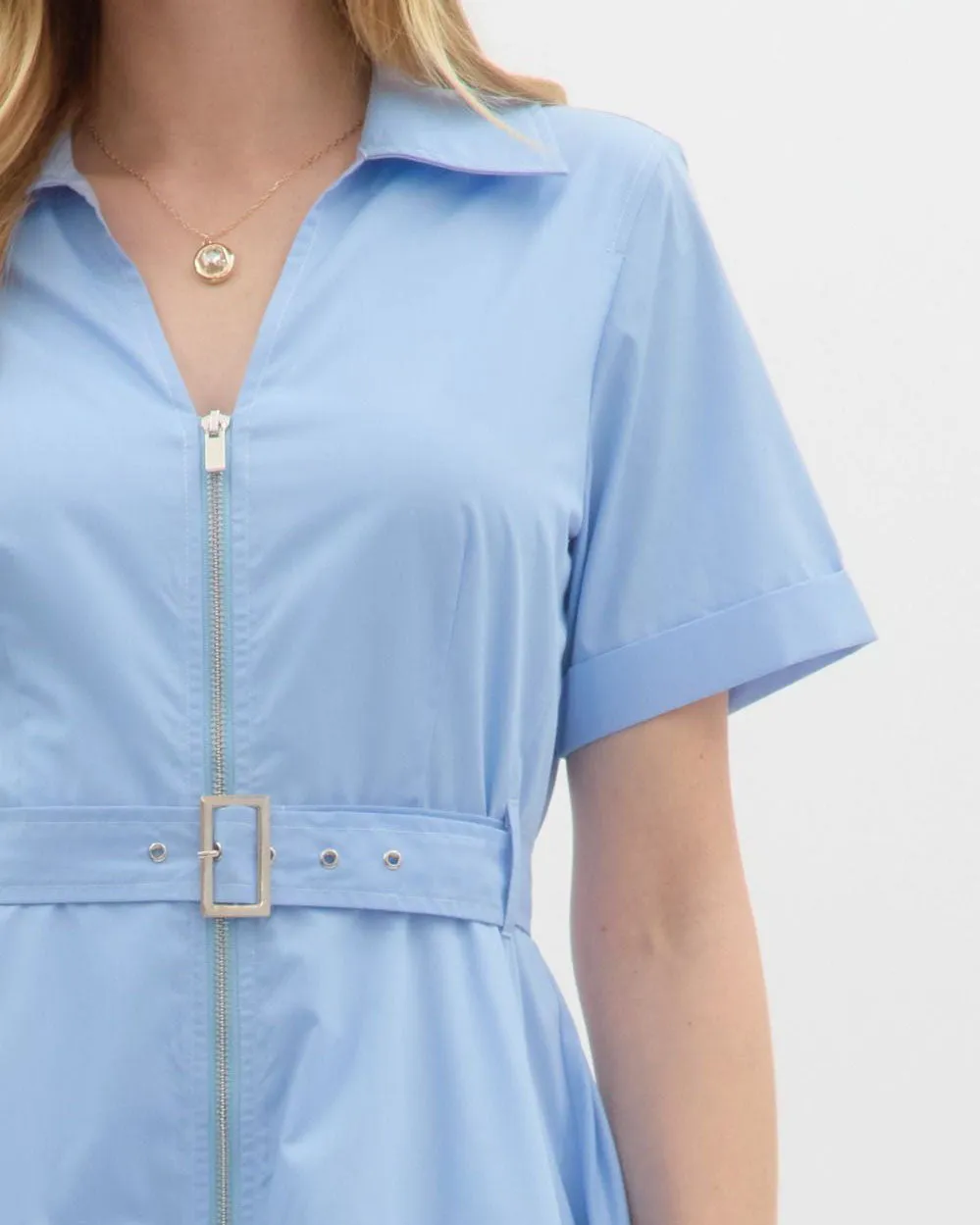Short Sleeve Midi Dress - Blue