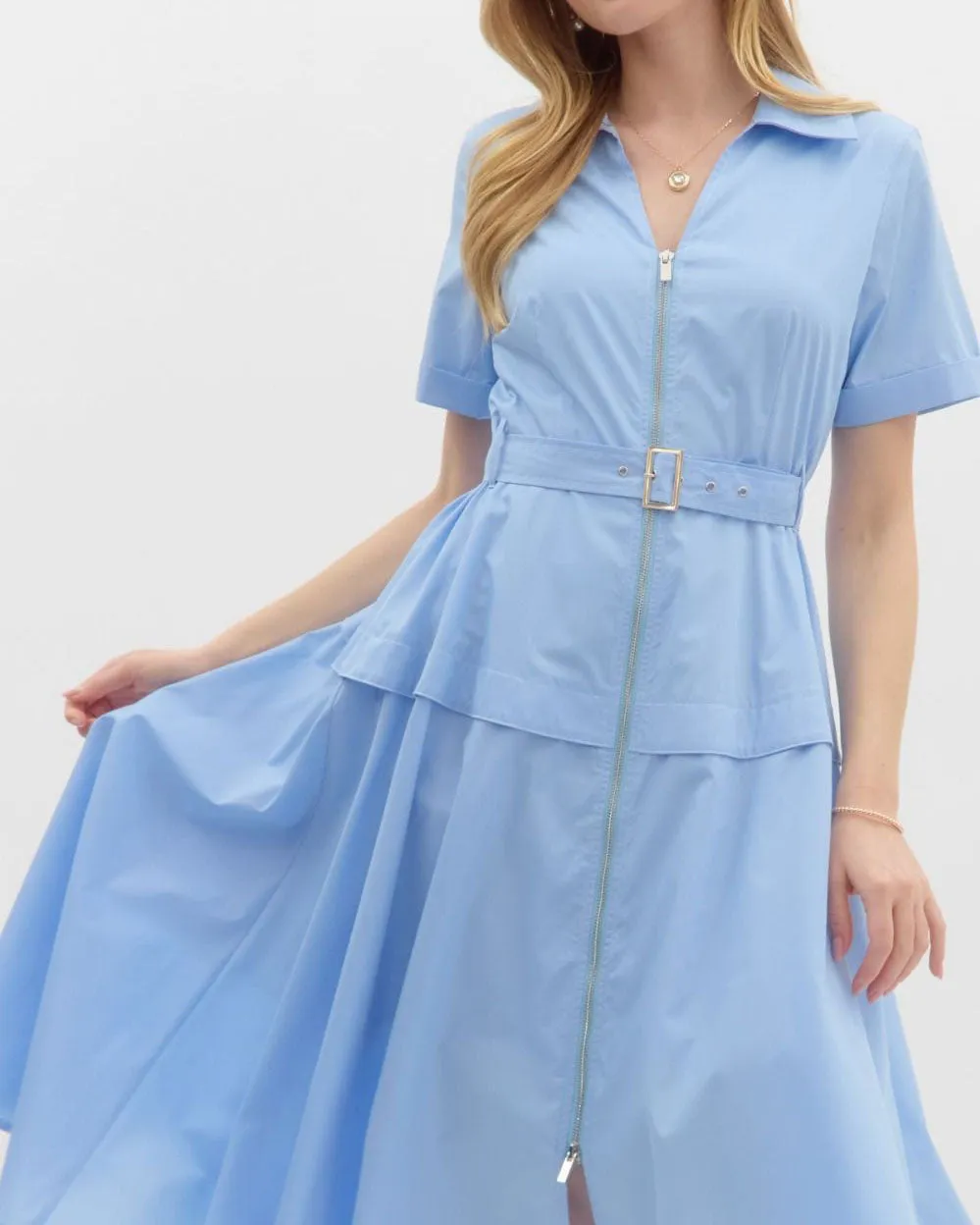 Short Sleeve Midi Dress - Blue
