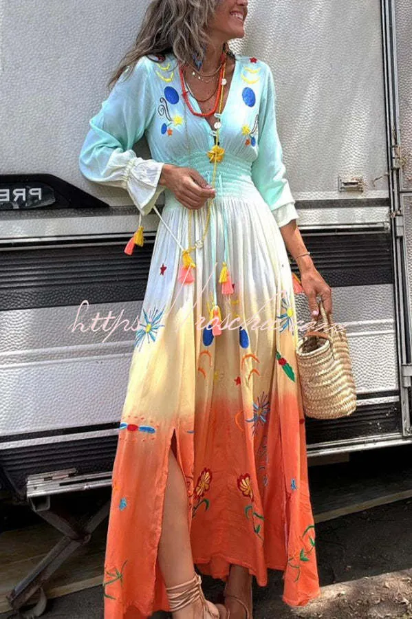 SIENNA  SUNSET OMBRE FLORAL MAXI DRESS 