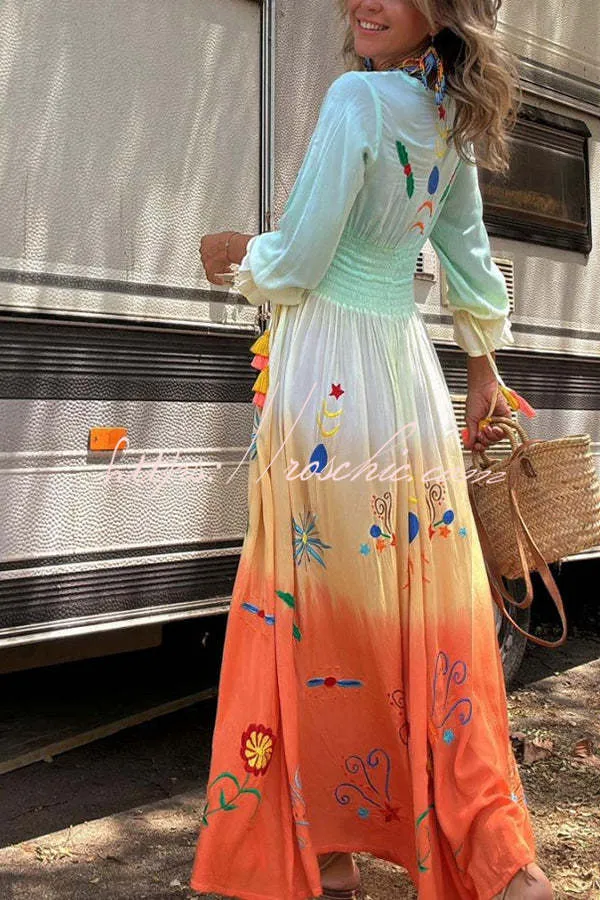 SIENNA  SUNSET OMBRE FLORAL MAXI DRESS 
