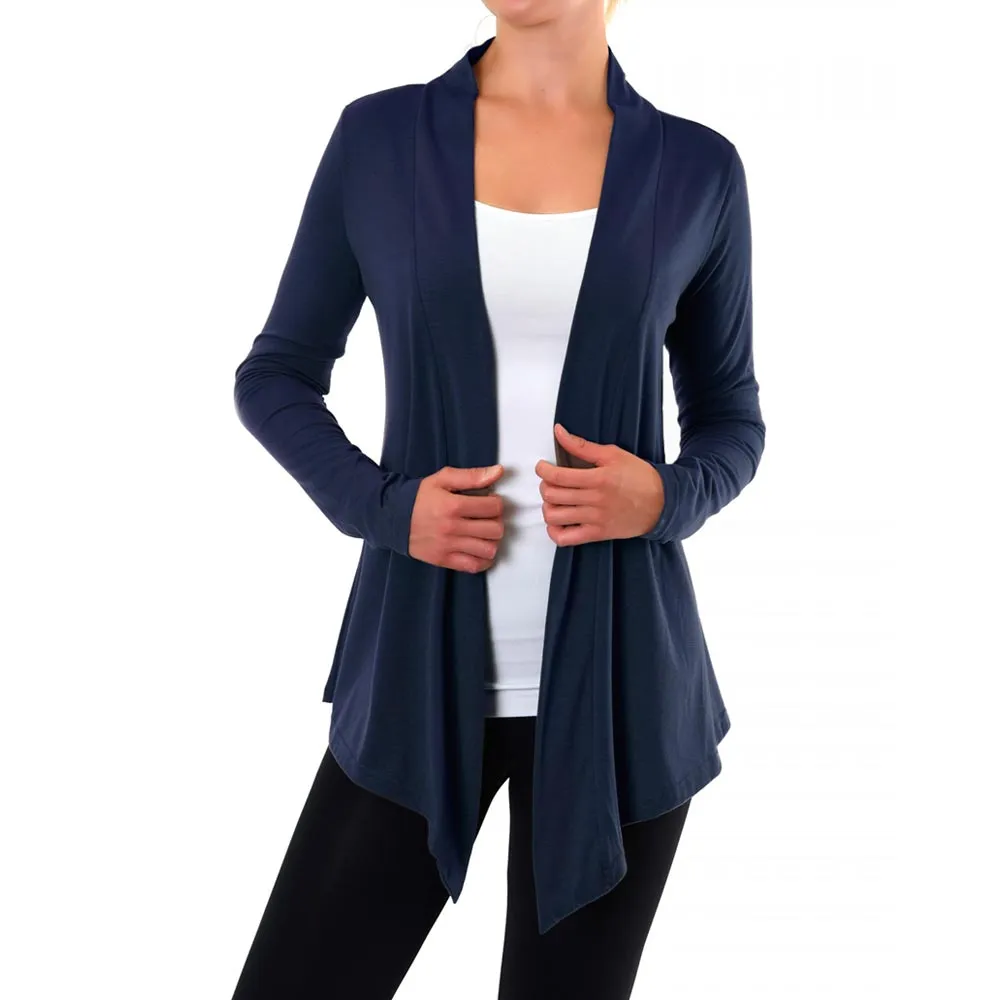 Small Women Lightweight Open Front Cardigan Sweaters Loose Casual Long Sleeve Top Navy