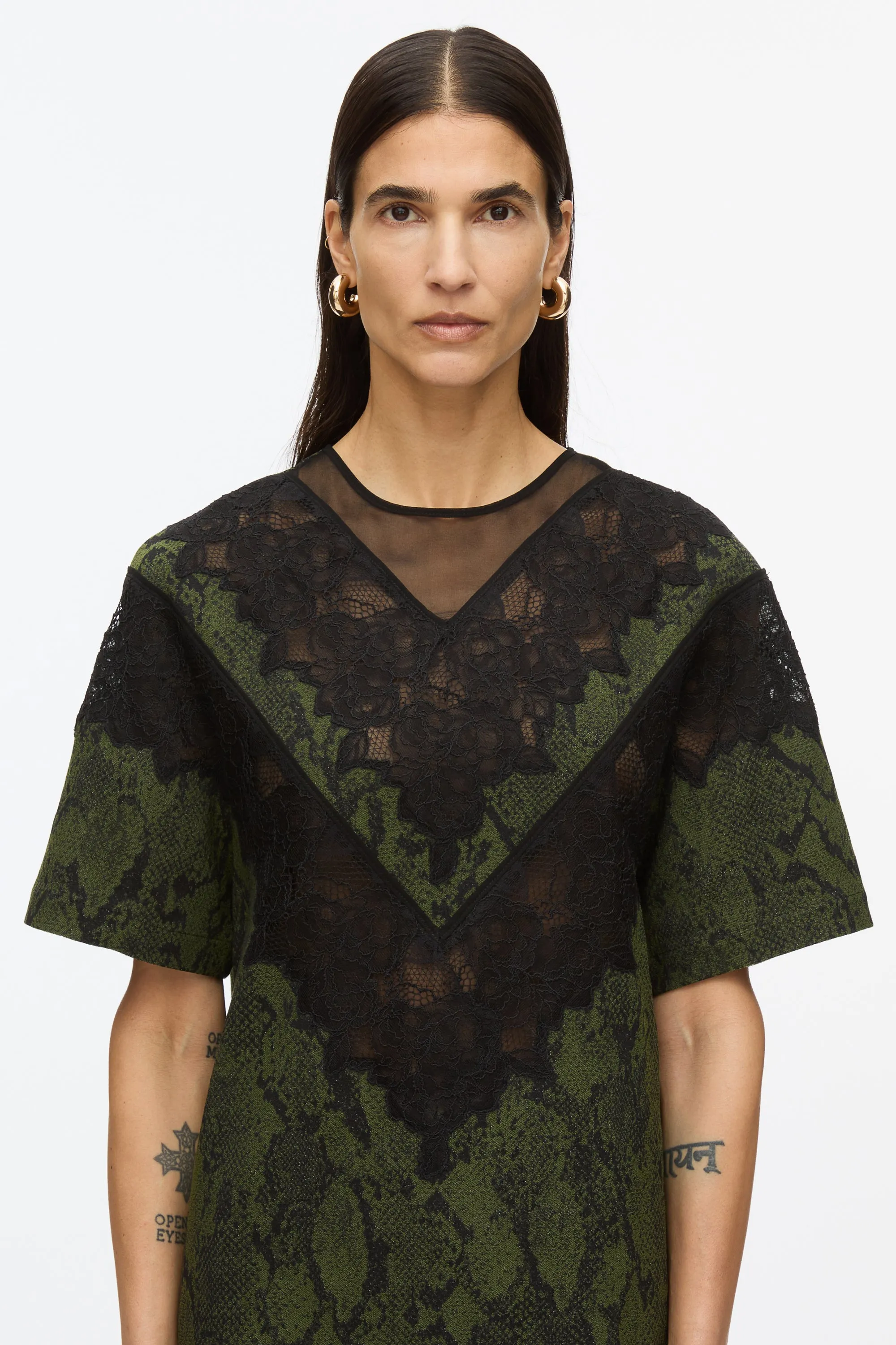 Snake Tee With Lace Inlay