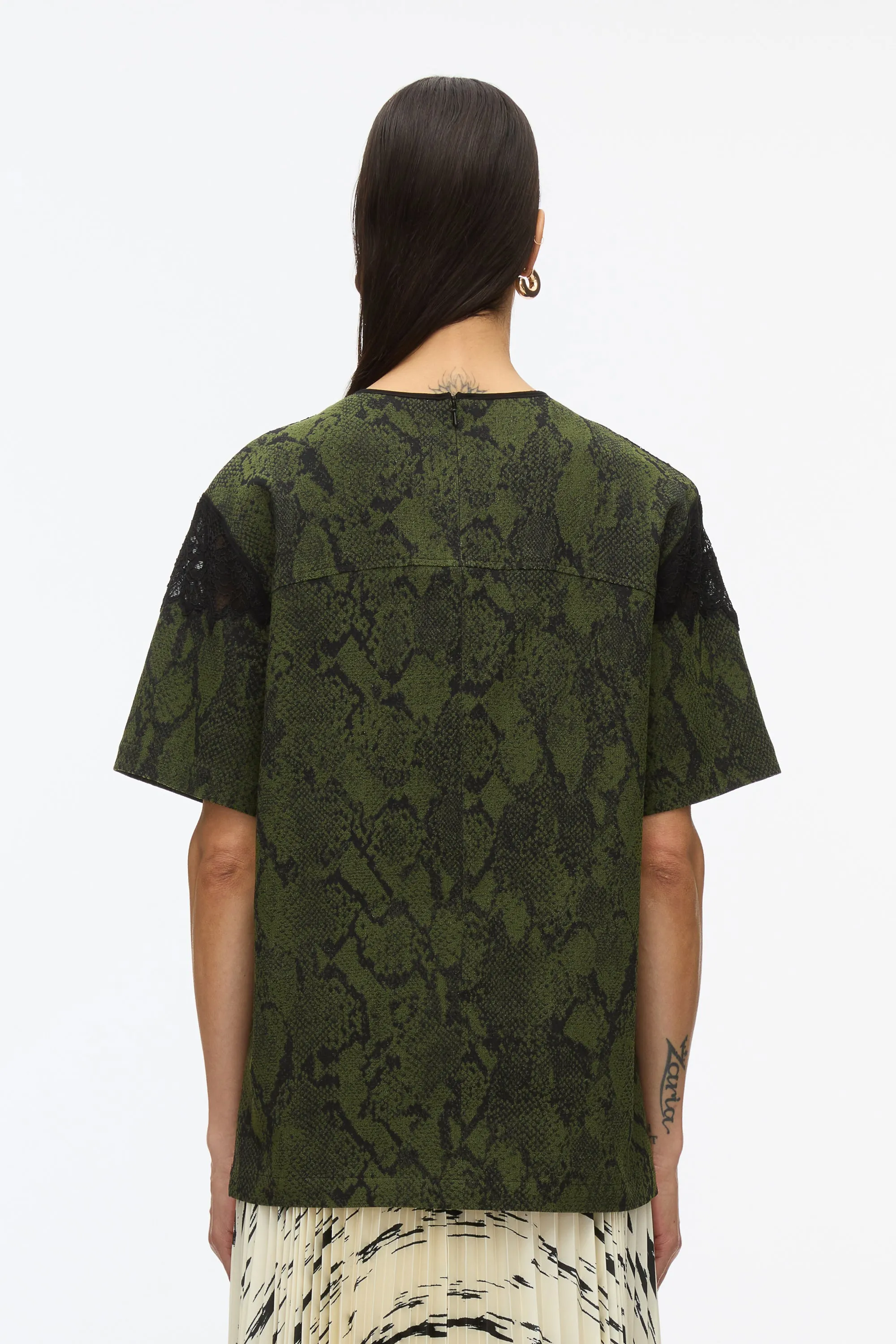 Snake Tee With Lace Inlay
