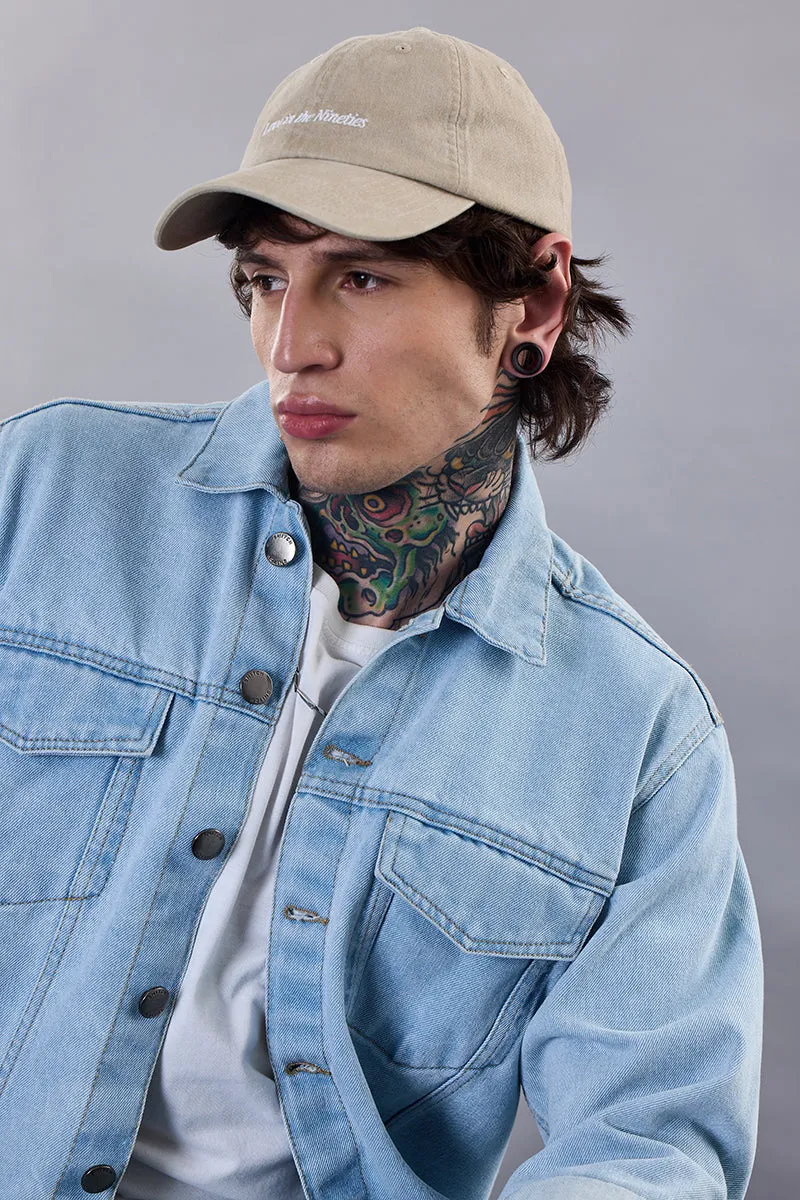 Snitch Revolution Light Blue Cropped Printed Denim Jacket