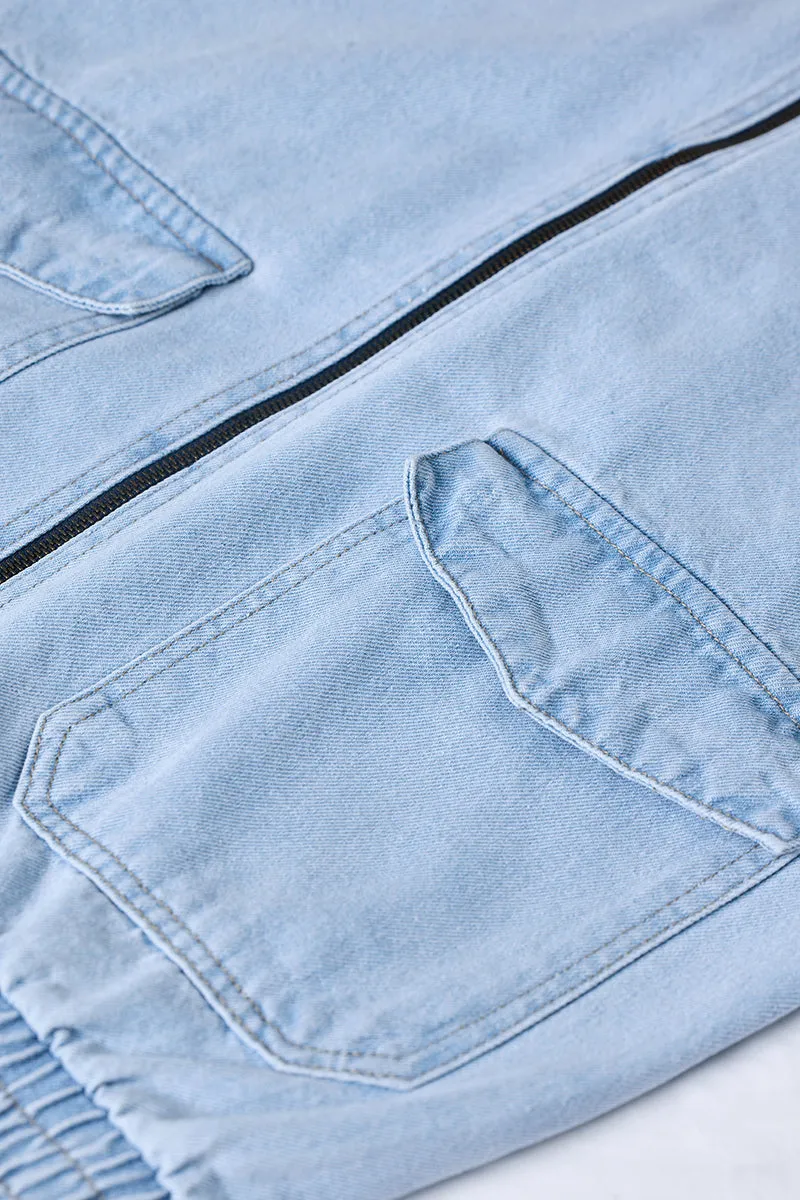 Snitch Revolution Light Blue Zipper Denim Jacket