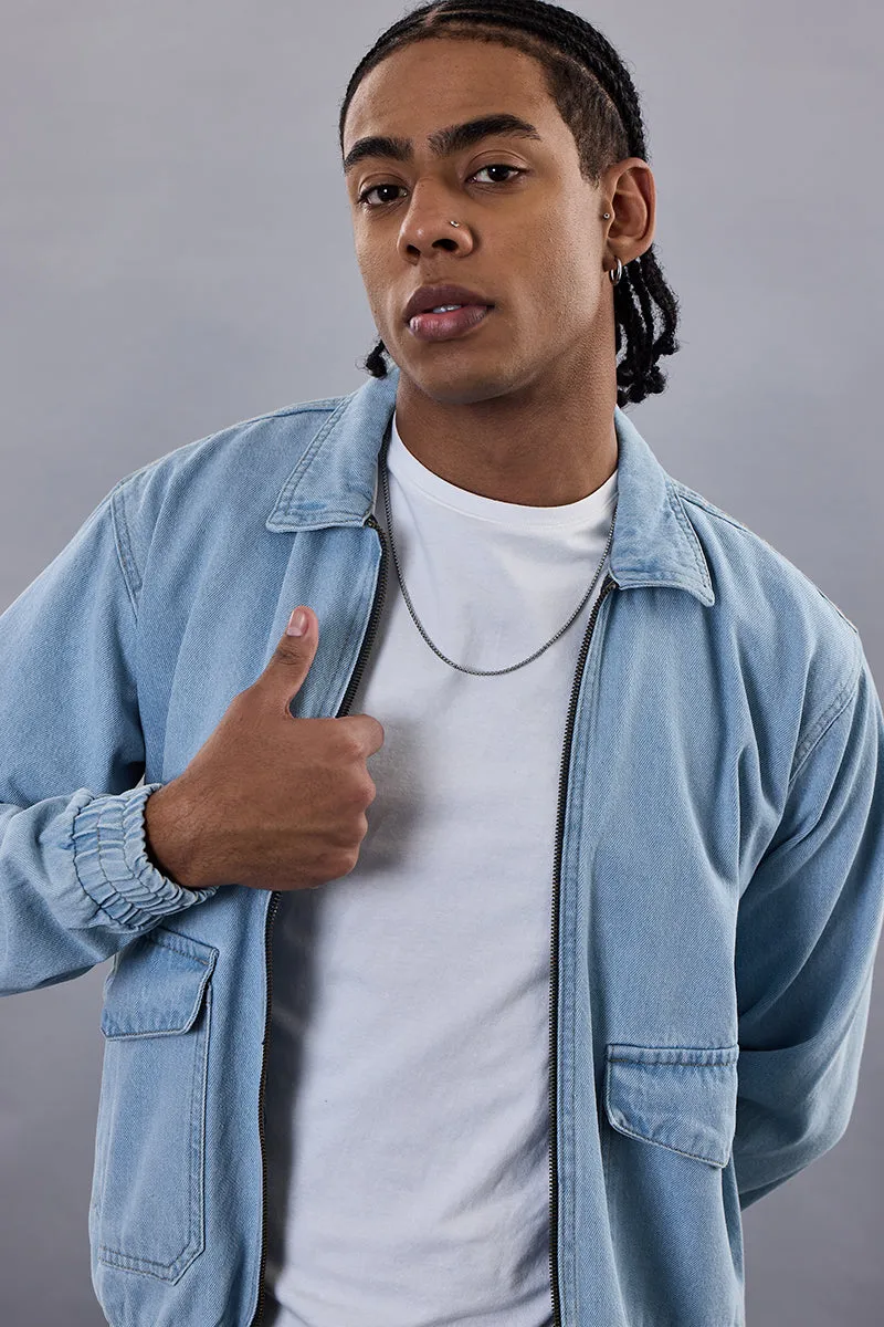 Snitch Revolution Light Blue Zipper Denim Jacket