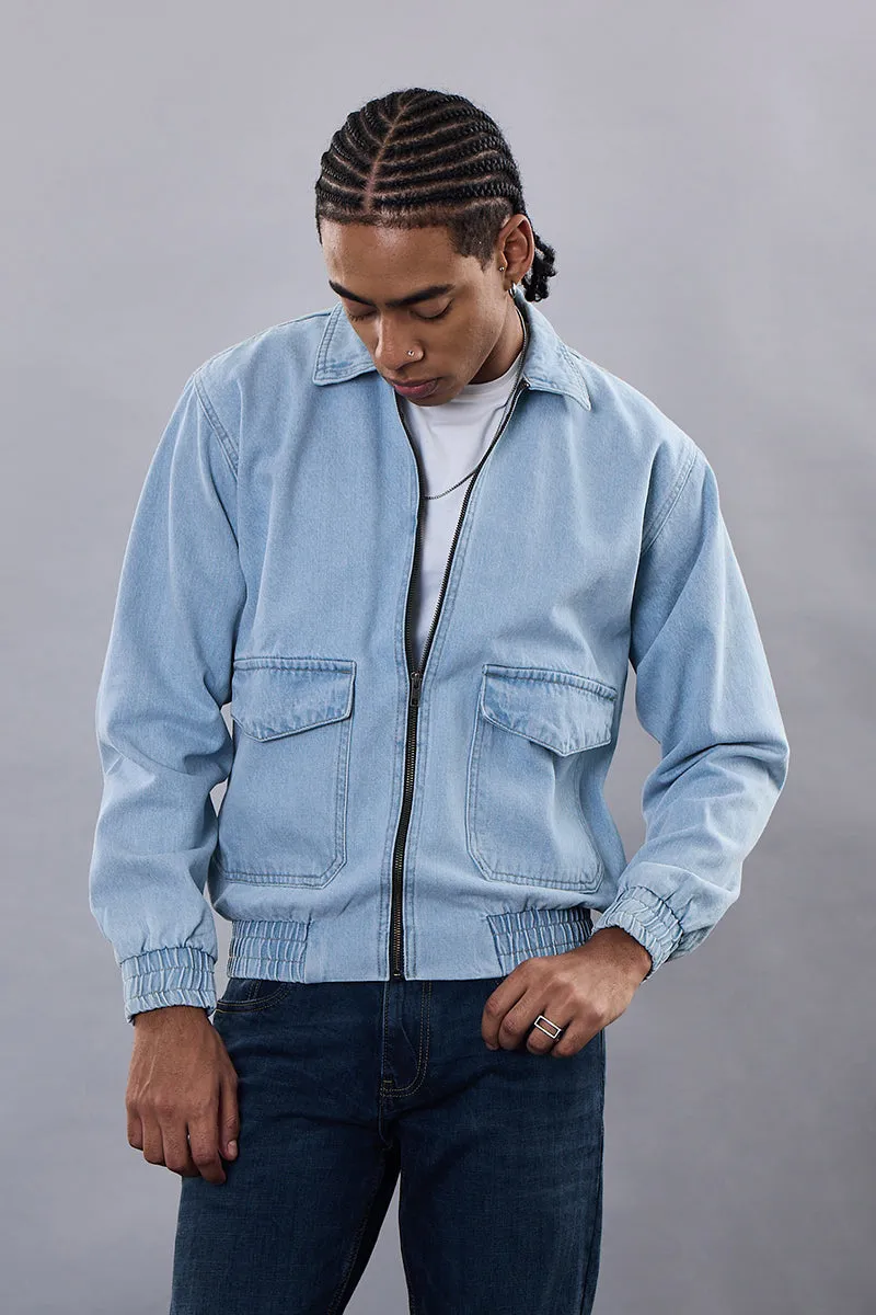 Snitch Revolution Light Blue Zipper Denim Jacket