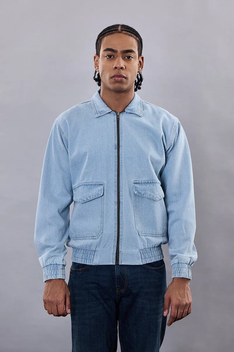 Snitch Revolution Light Blue Zipper Denim Jacket