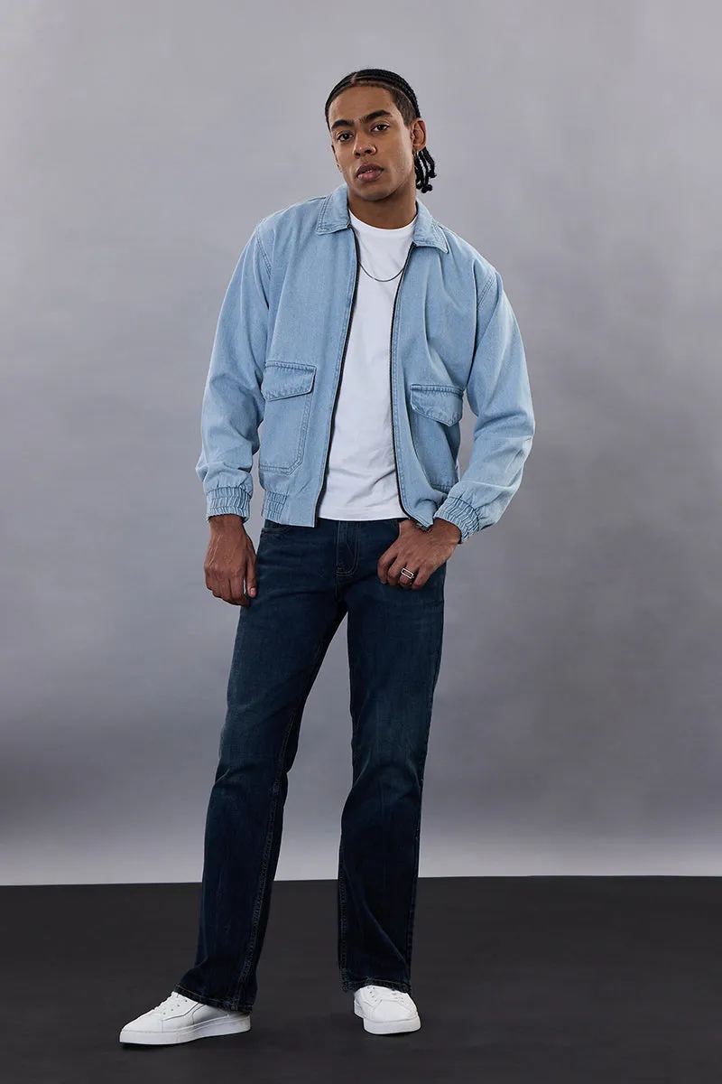 Snitch Revolution Light Blue Zipper Denim Jacket