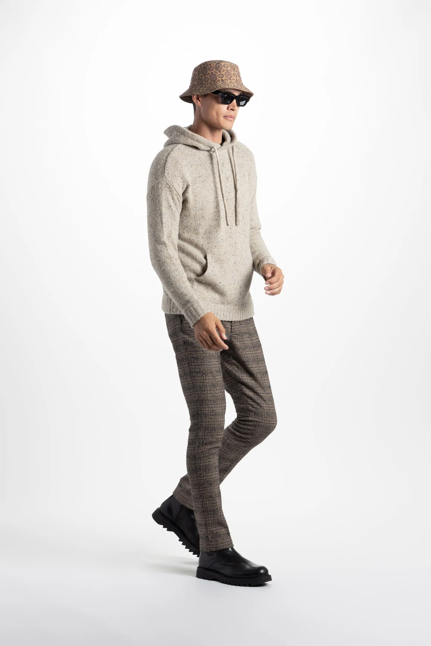 Soft Cloth Sweater Hoodie in Tweed - Oatcake