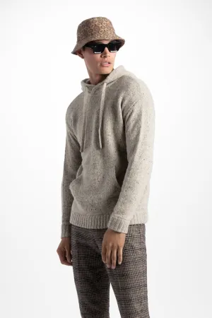 Soft Cloth Sweater Hoodie in Tweed - Oatcake
