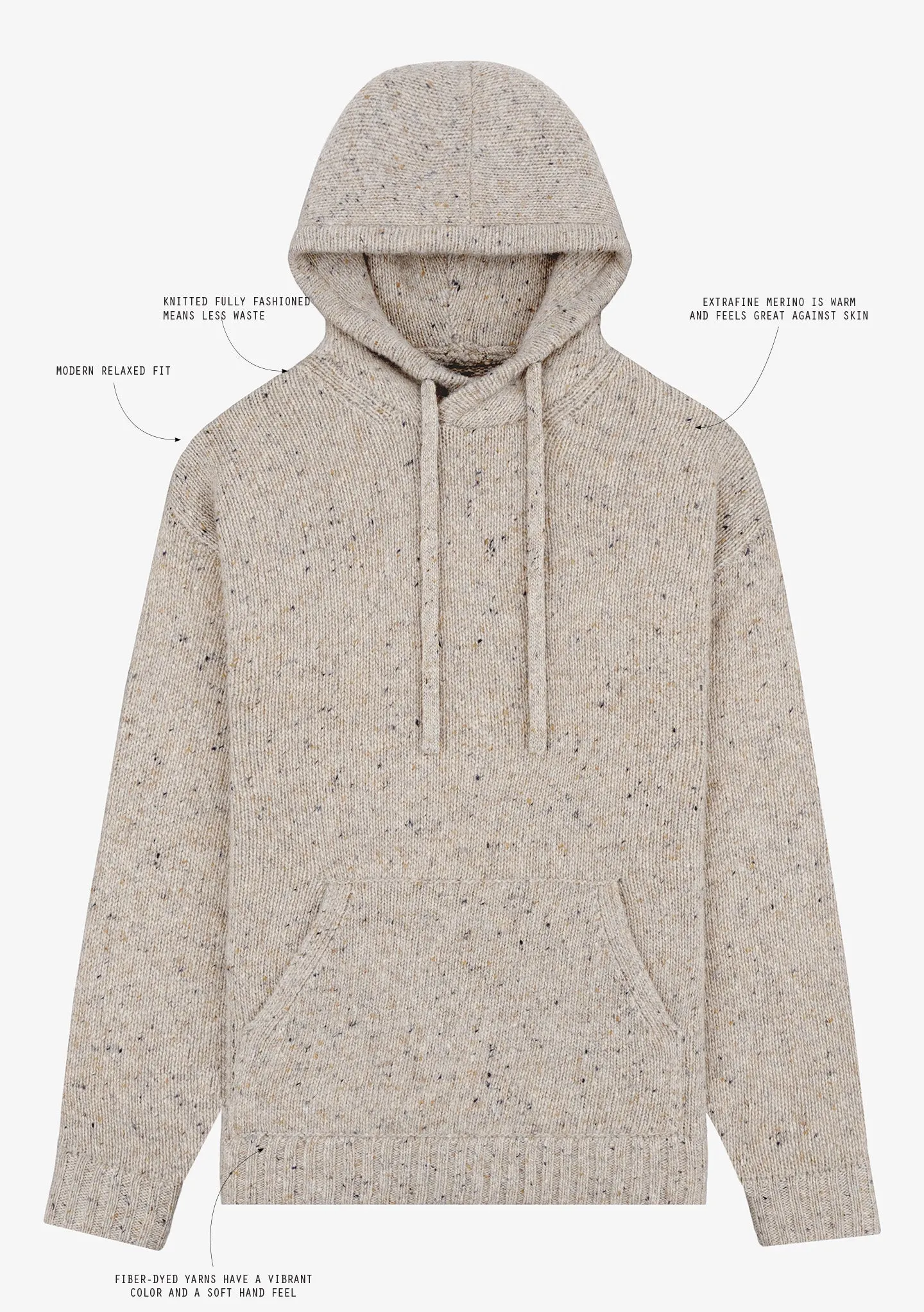Soft Cloth Sweater Hoodie in Tweed - Oatcake