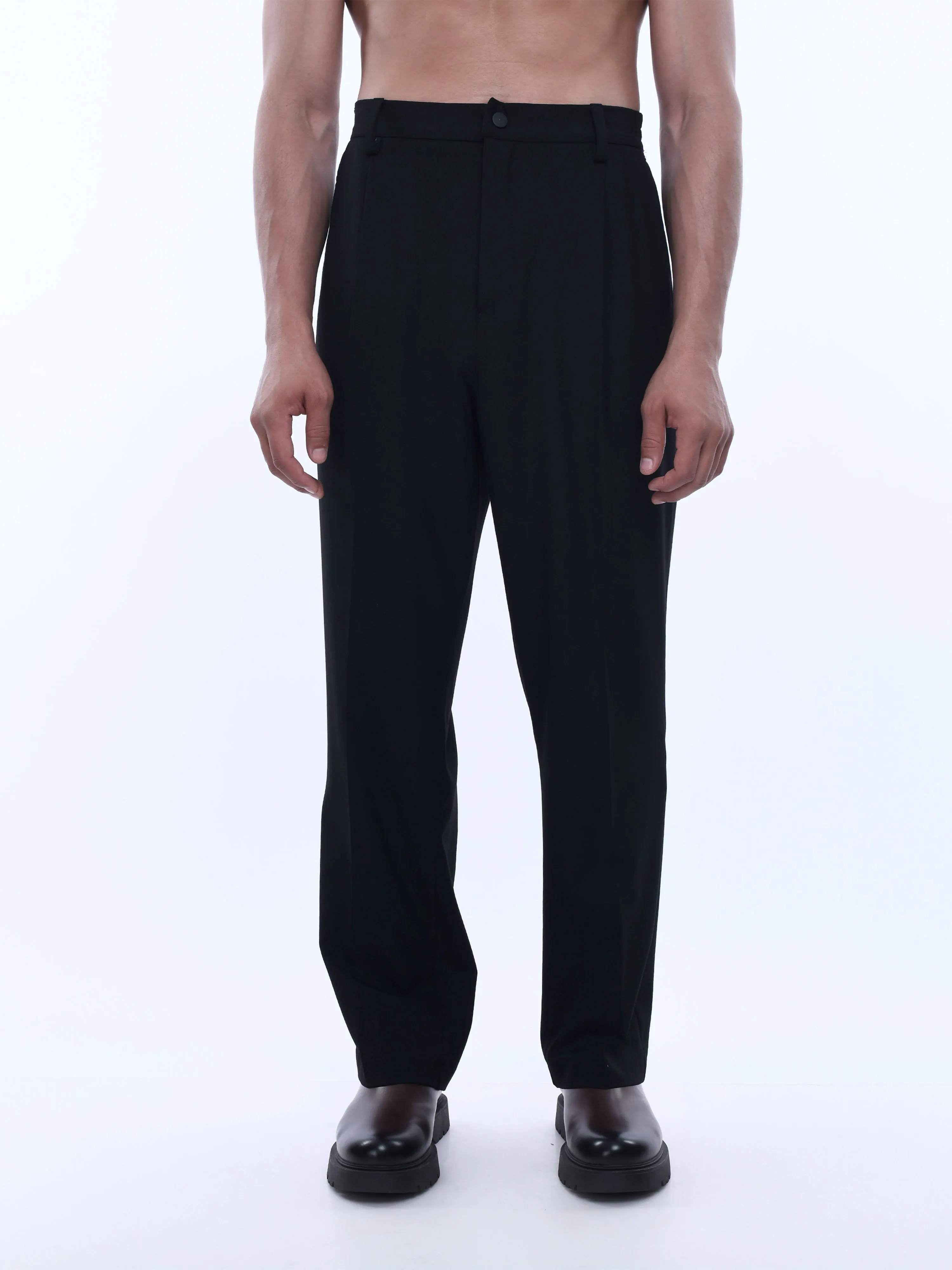 Soft Handle Relaxed Black Trousers