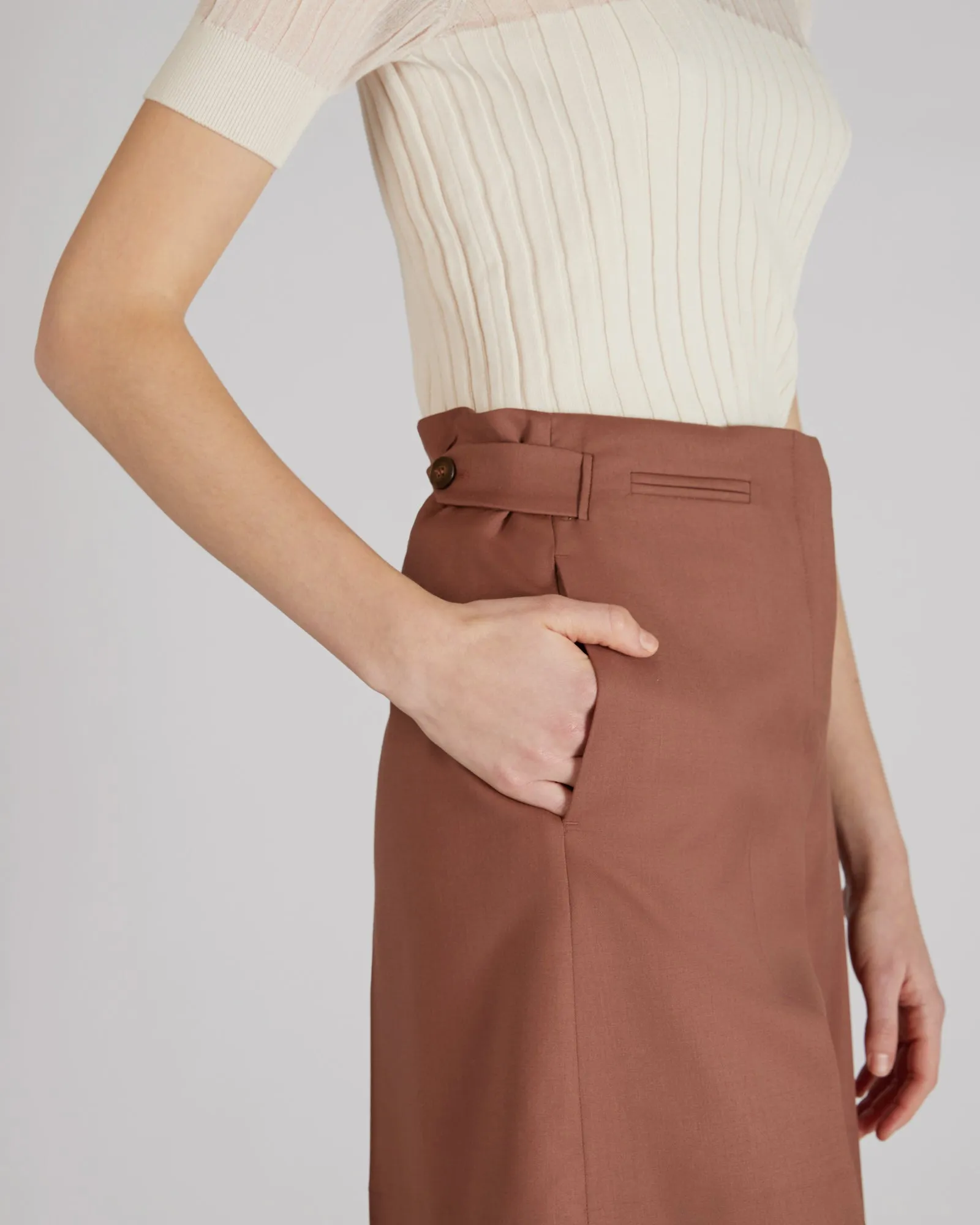 Stretch wool fabric bermuda shorts