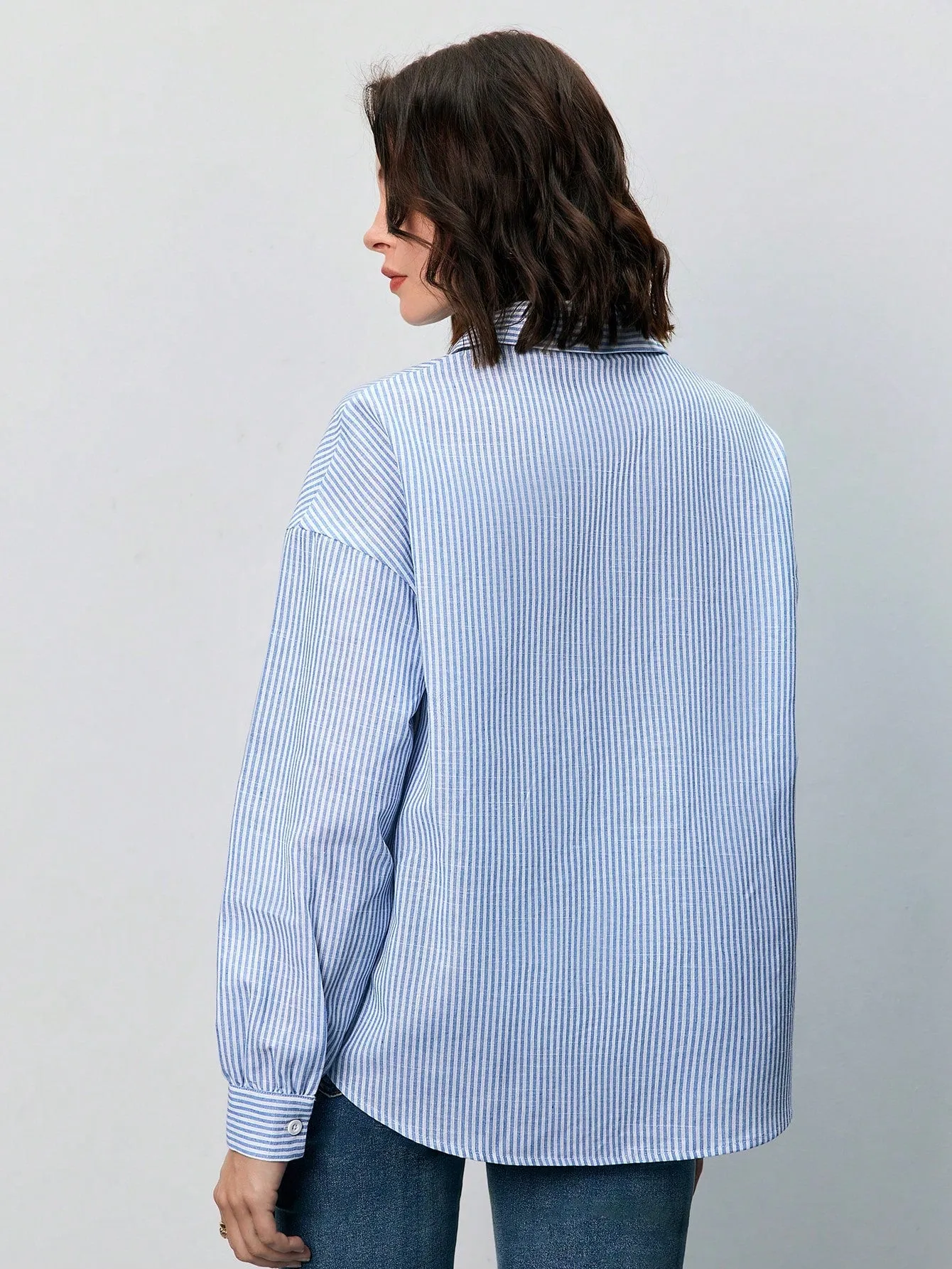 Striped Print Drop Shoulder Shirt