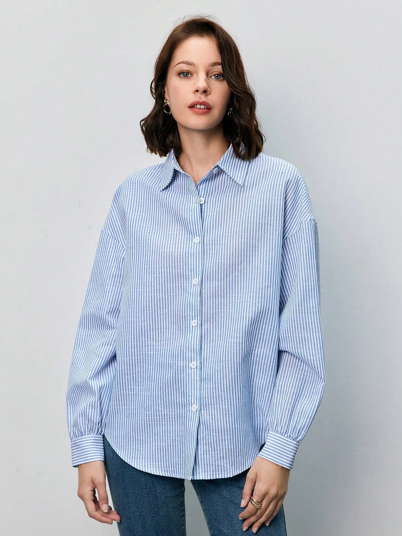 Striped Print Drop Shoulder Shirt