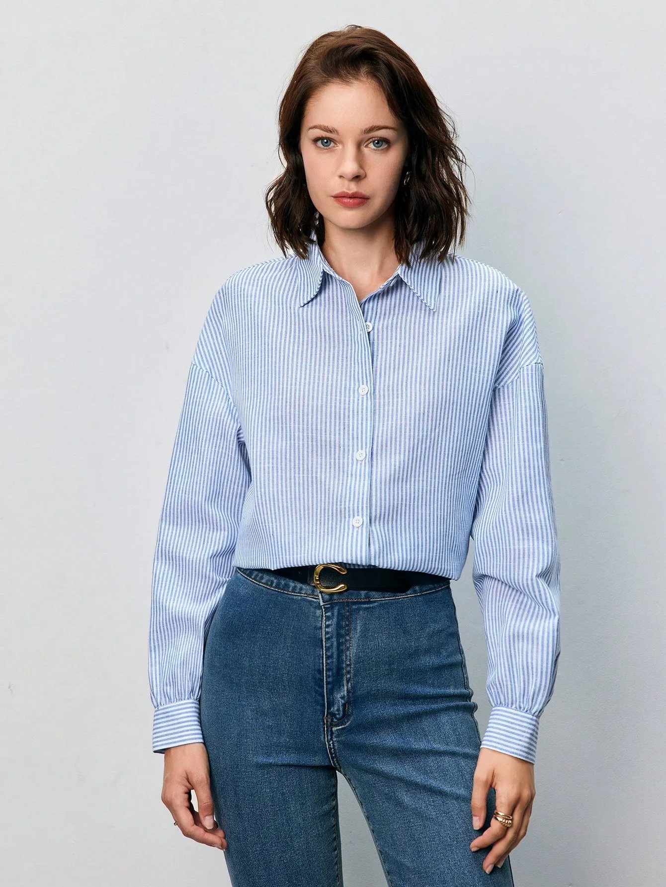 Striped Print Drop Shoulder Shirt