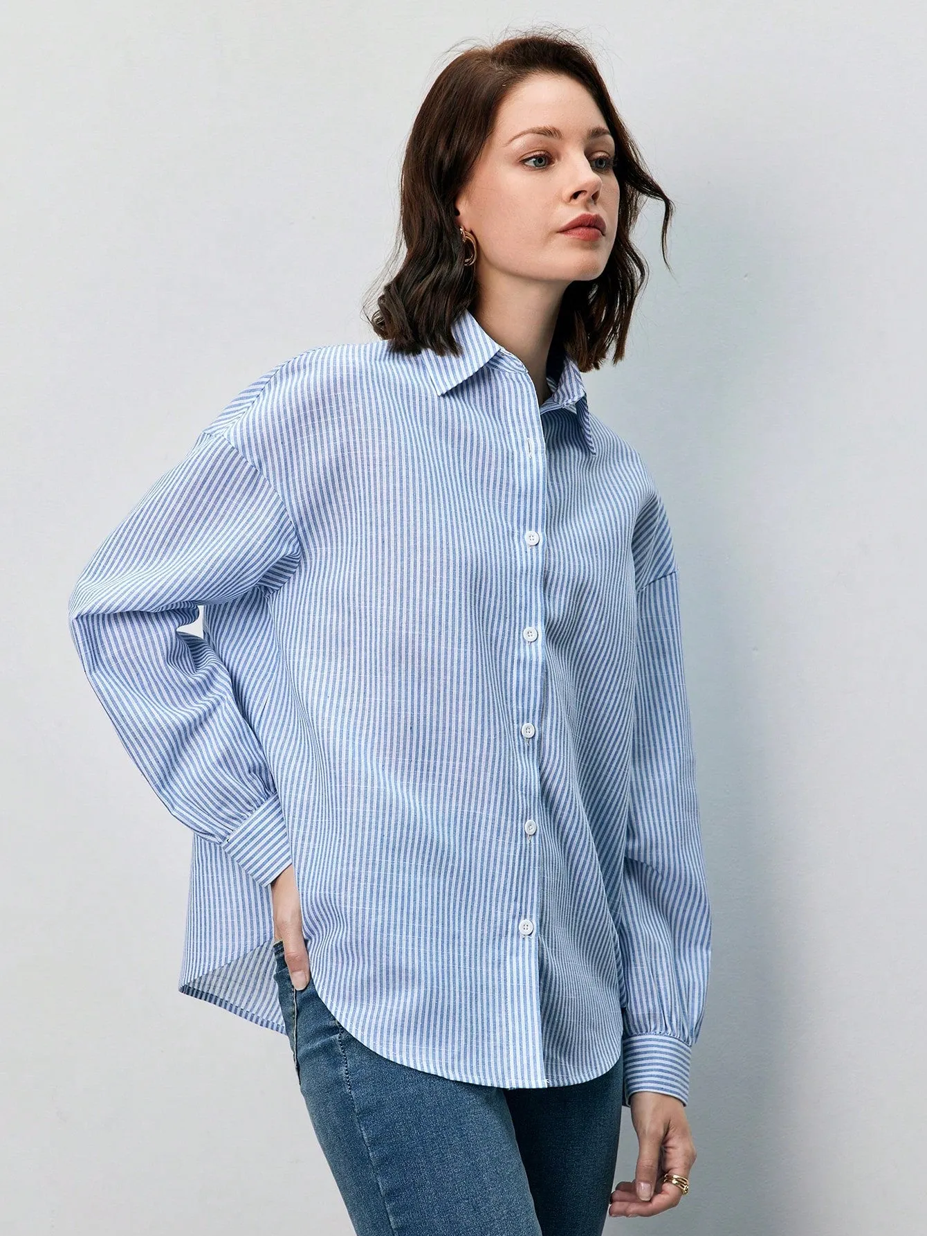 Striped Print Drop Shoulder Shirt