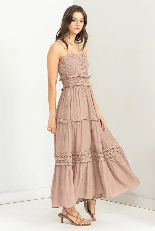 Taupe Forever Us Ruffle Tiered Maxi Dress