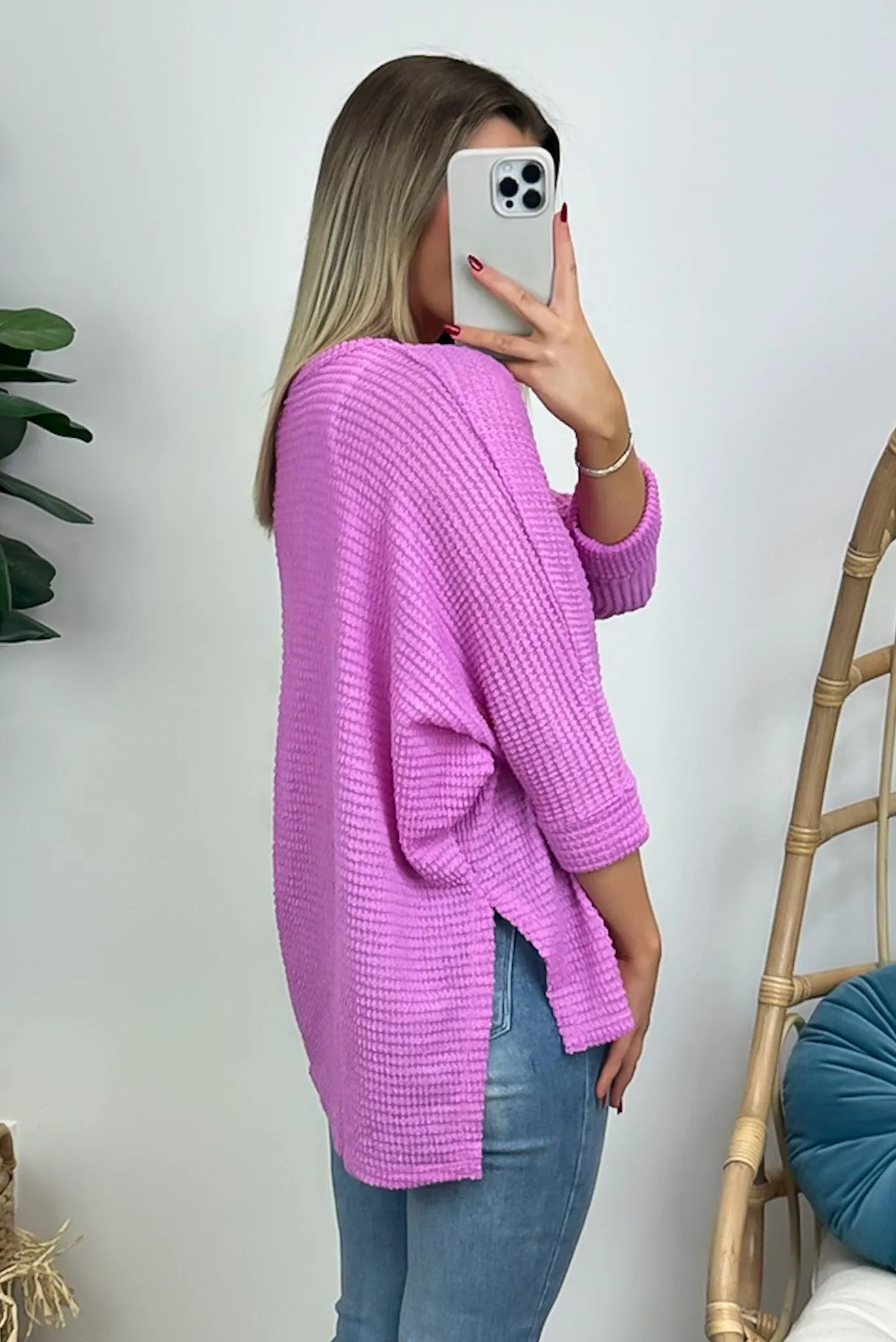 Tetrah V-Neck Waffle Knit Top - BACK IN STOCK