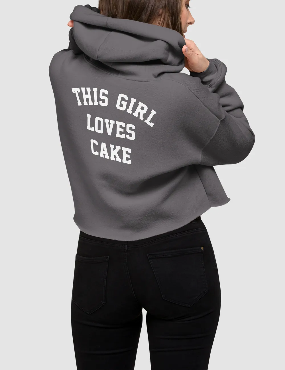 This Girl Loves Cake | Back Print Crop Hoodie