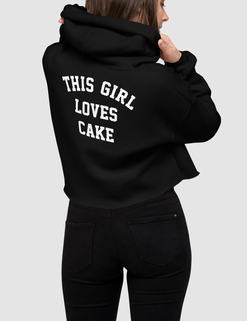 This Girl Loves Cake | Back Print Crop Hoodie