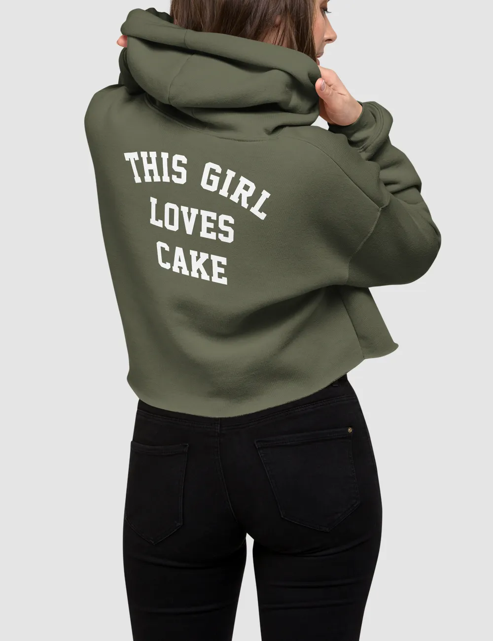 This Girl Loves Cake | Back Print Crop Hoodie