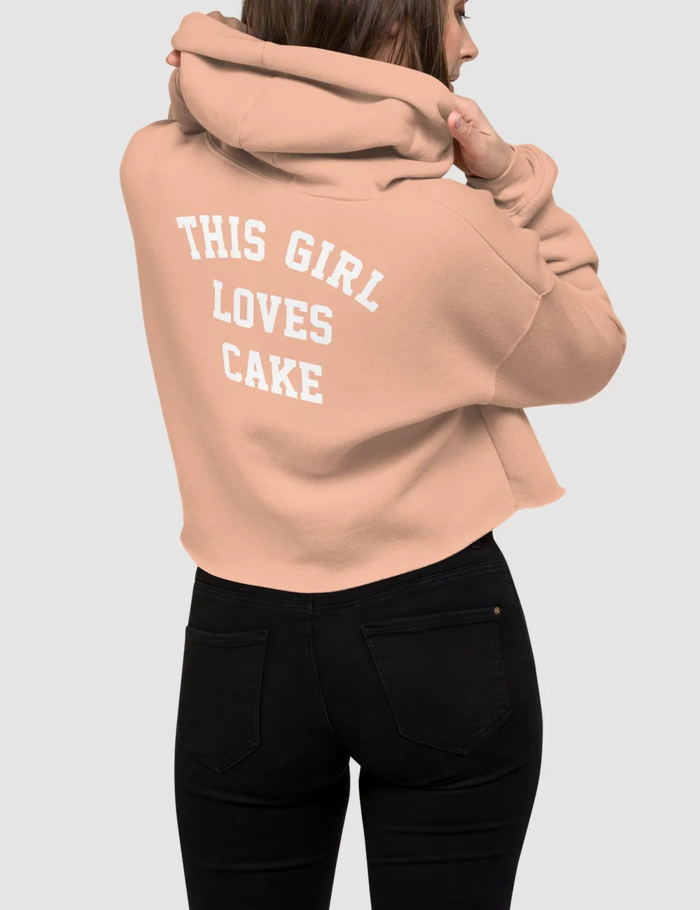 This Girl Loves Cake | Back Print Crop Hoodie