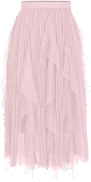 Tulle Skirts for Women Solid Color Flowy Midi Skirt Irregular Hem Mesh Layered High Elastic Waist A-line Swing Skirts