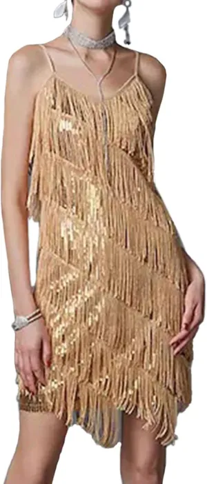 Womens Fringe Dress Spaghetti Strap Sleeveless Tassel Sling Dress Sexy V Neck Backless Cocktail Party 2025 Mini Dresses