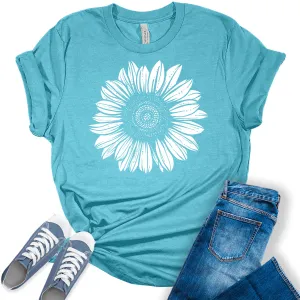 Women's Graphic Sunflower T Shirt Trendy Summer Bella Top Casual Plus Size Tee