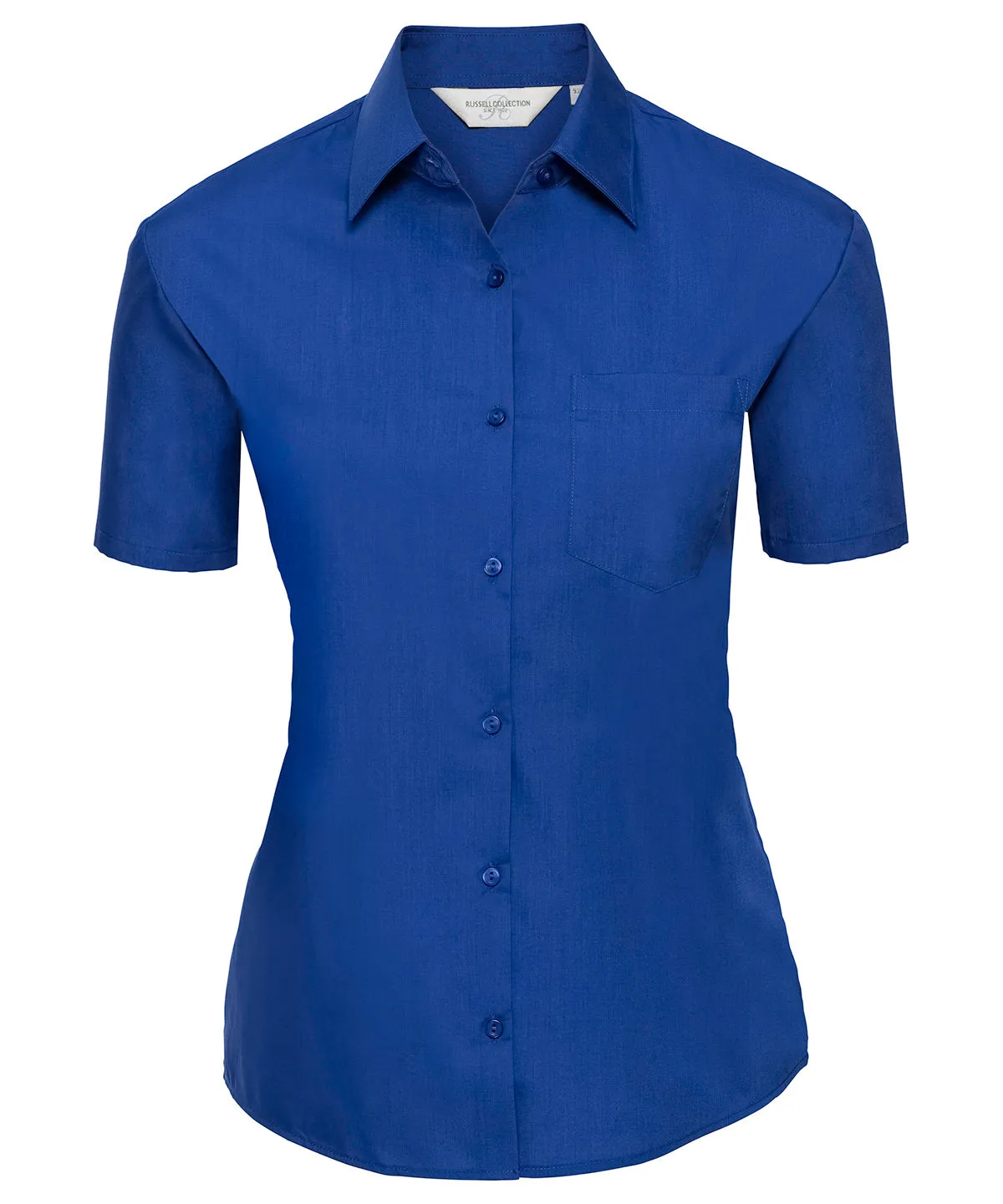 Womens short sleeve polycotton easycare poplin shirt | Bright Royal