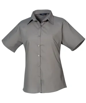 Womens short sleeve poplin blouse | Dark Grey