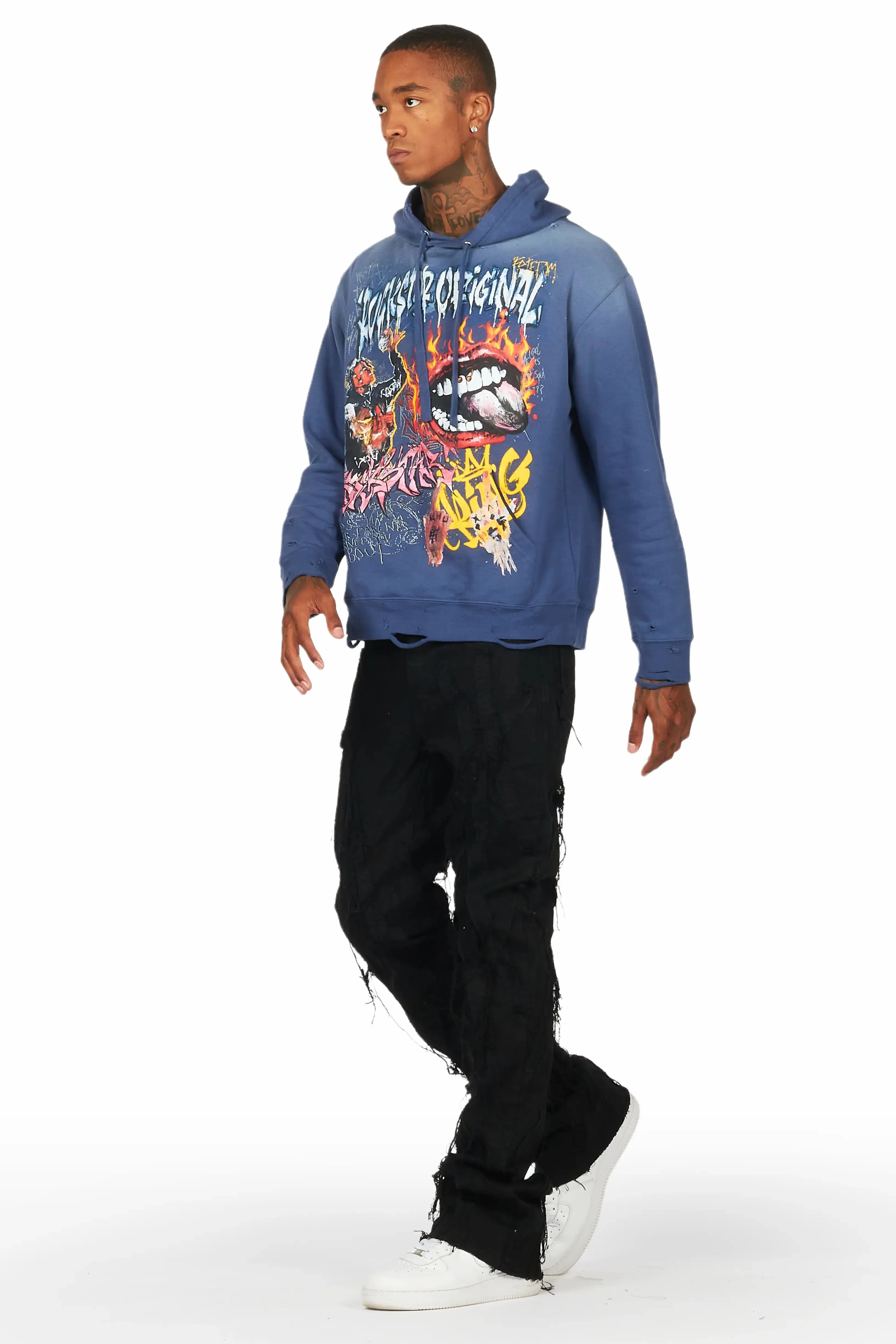 Yooz Navy Graphic Hoodie