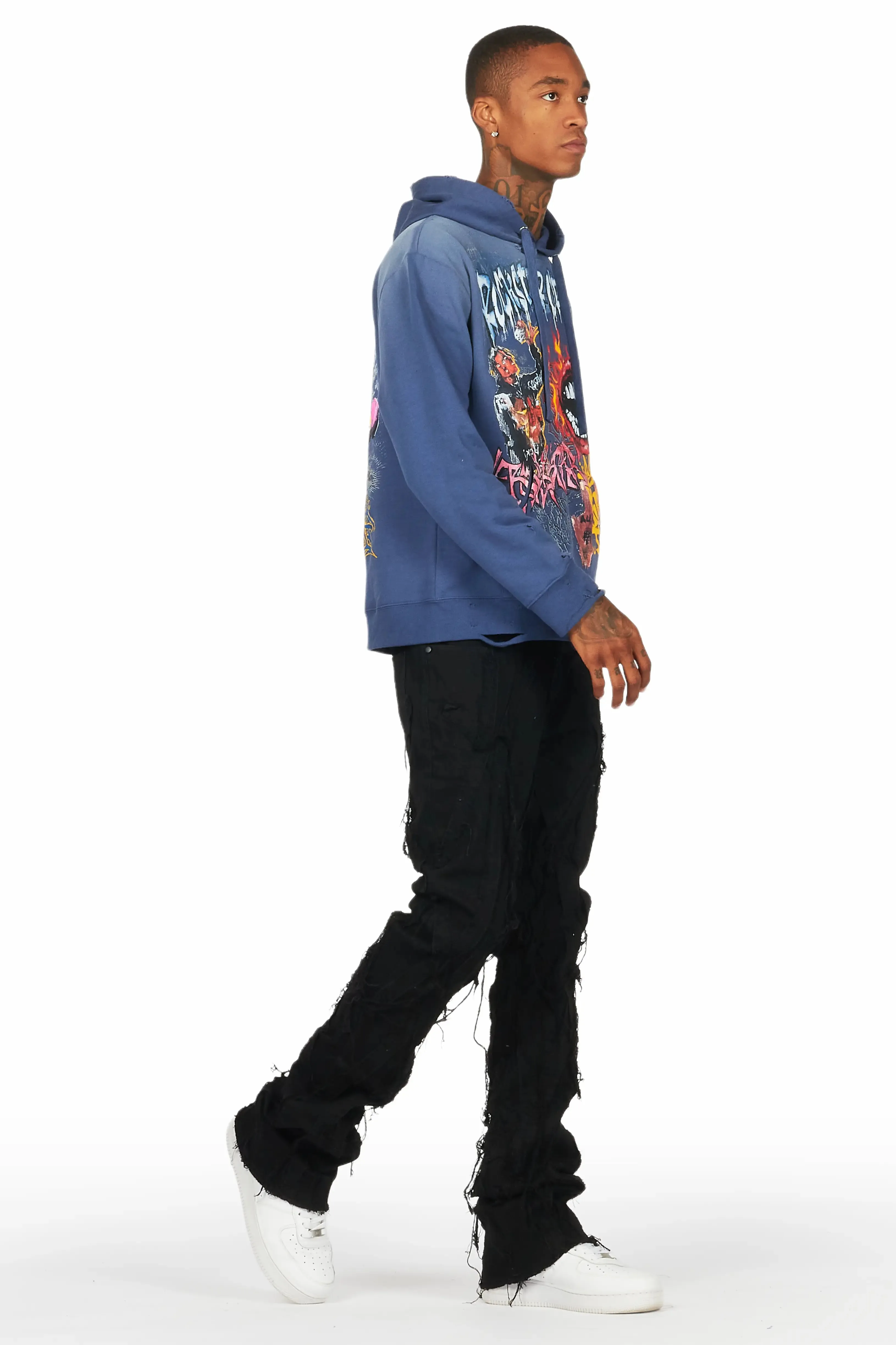 Yooz Navy Graphic Hoodie